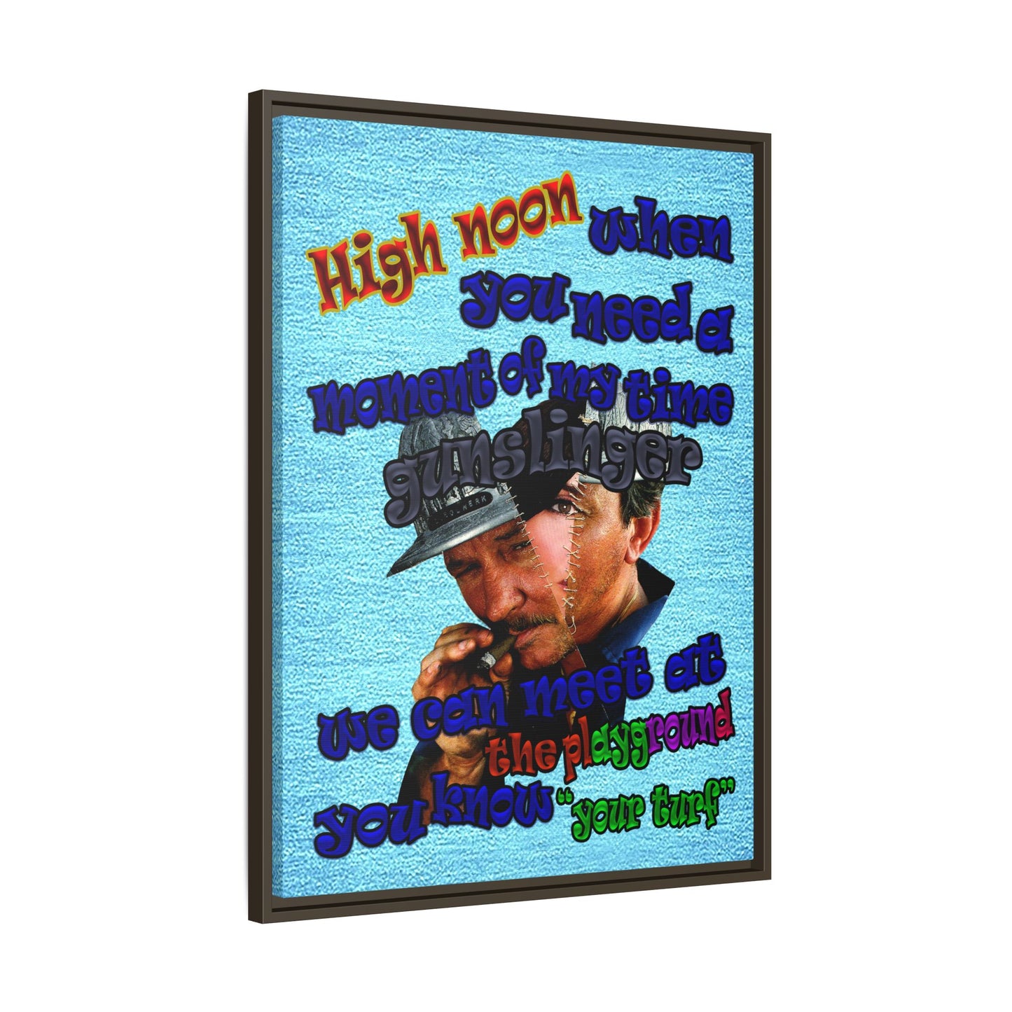 high noon - framed canvas art (faded blue)