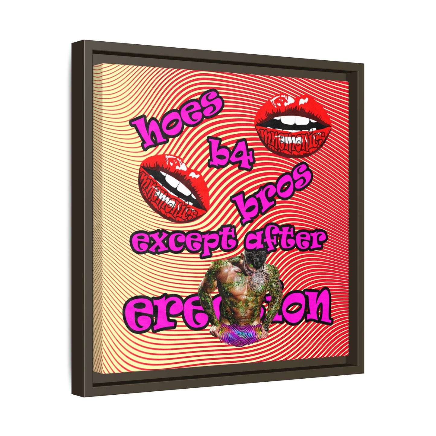 hoes b4 bros - framed canvas art (yellow-orange wave)