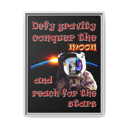 defy conquer reach - framed canvas art (black)