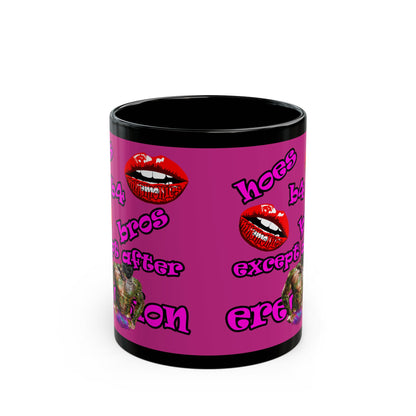 hoes b4 bros - Black Mug (pink)