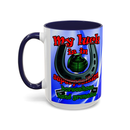 my luck - Accent Mug (blue-white wave)