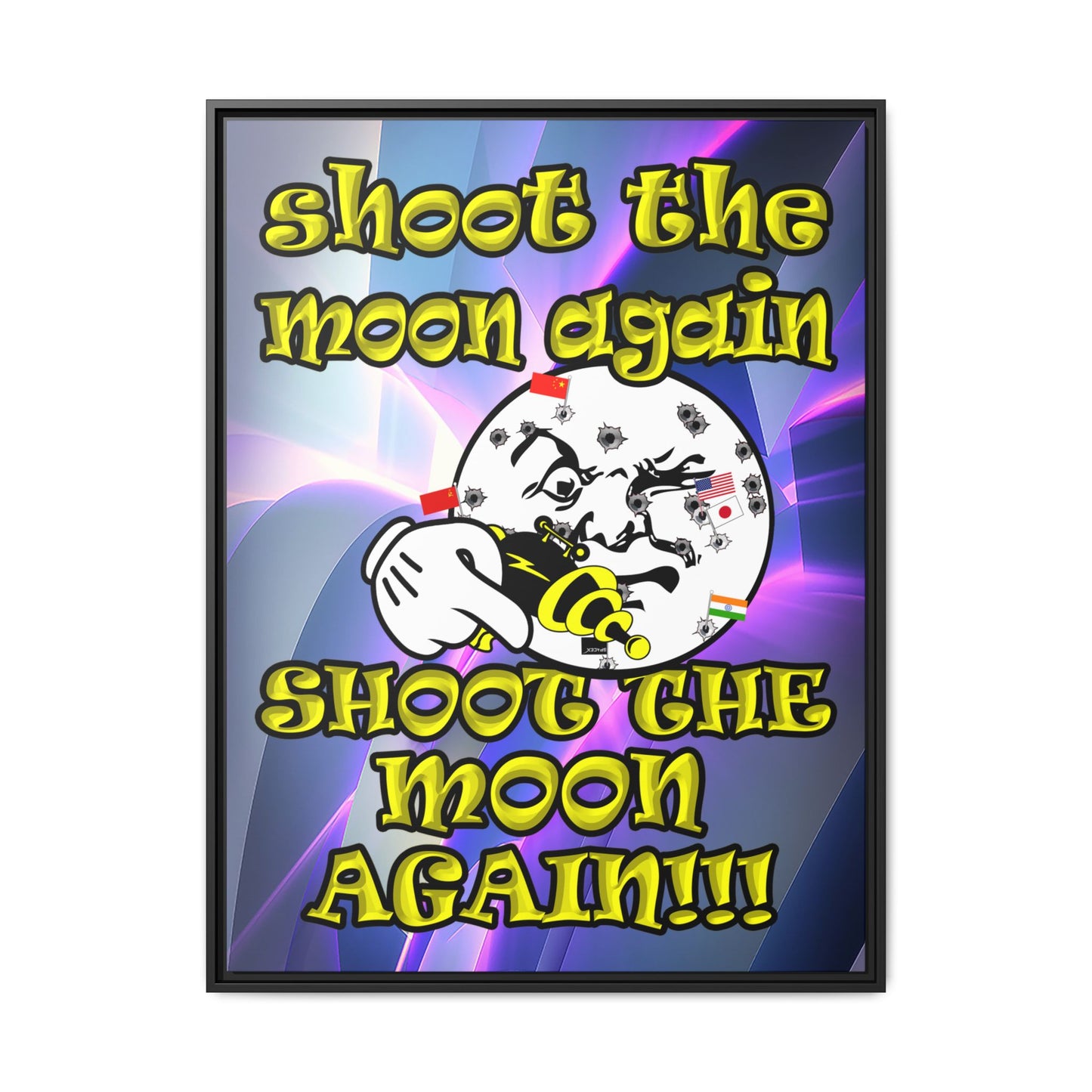 shoot the moon again - framed canvas art (grey-pink wave)