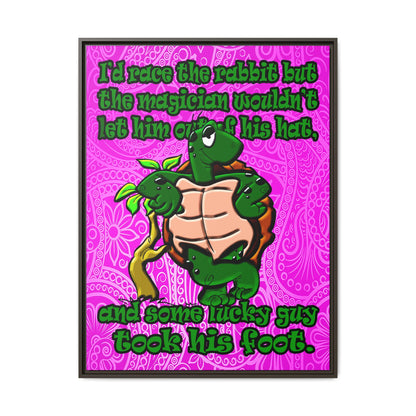 turtle race - framed canvas art (pink swirl)