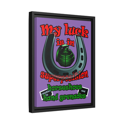 my luck - framed canvas art (light purple)