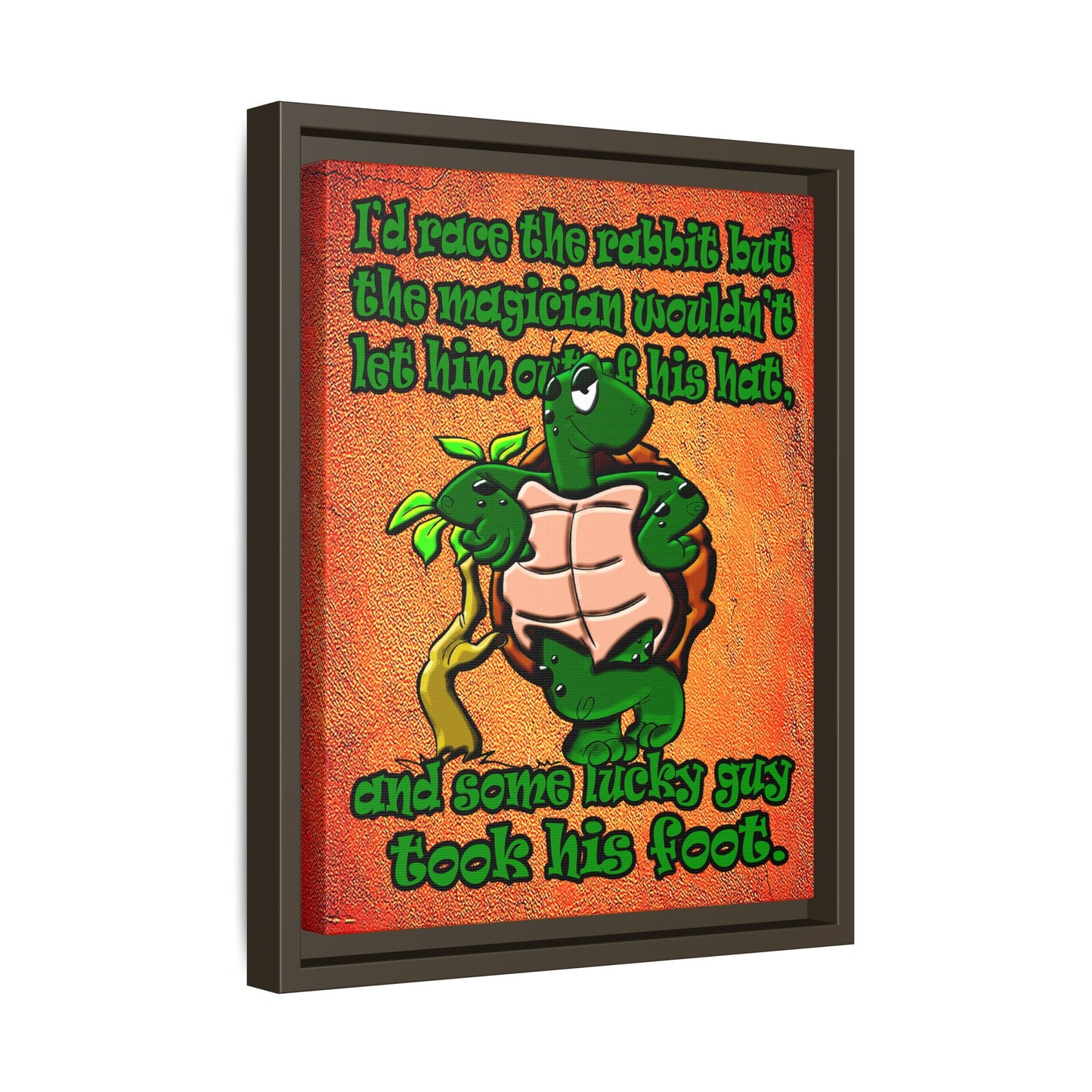 turtle race - framed canvas art (burnt orange)