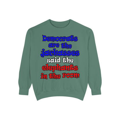 donkeys and elephants - Unisex Garment-Dyed Sweatshirt