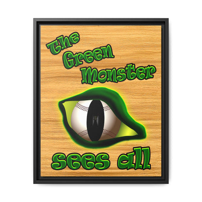 green monster - framed canvas art (butterscotch wood finish)