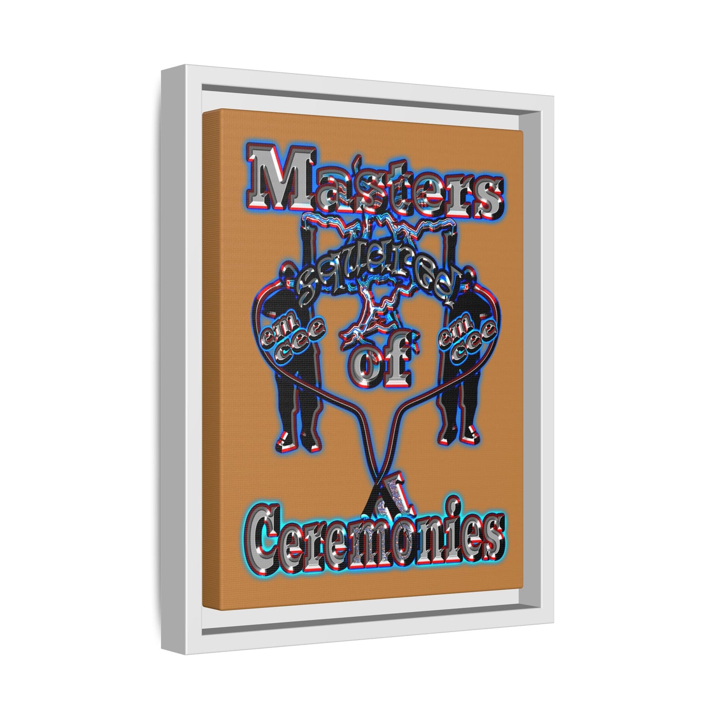 em cee squared - framed canvas art (light brown)