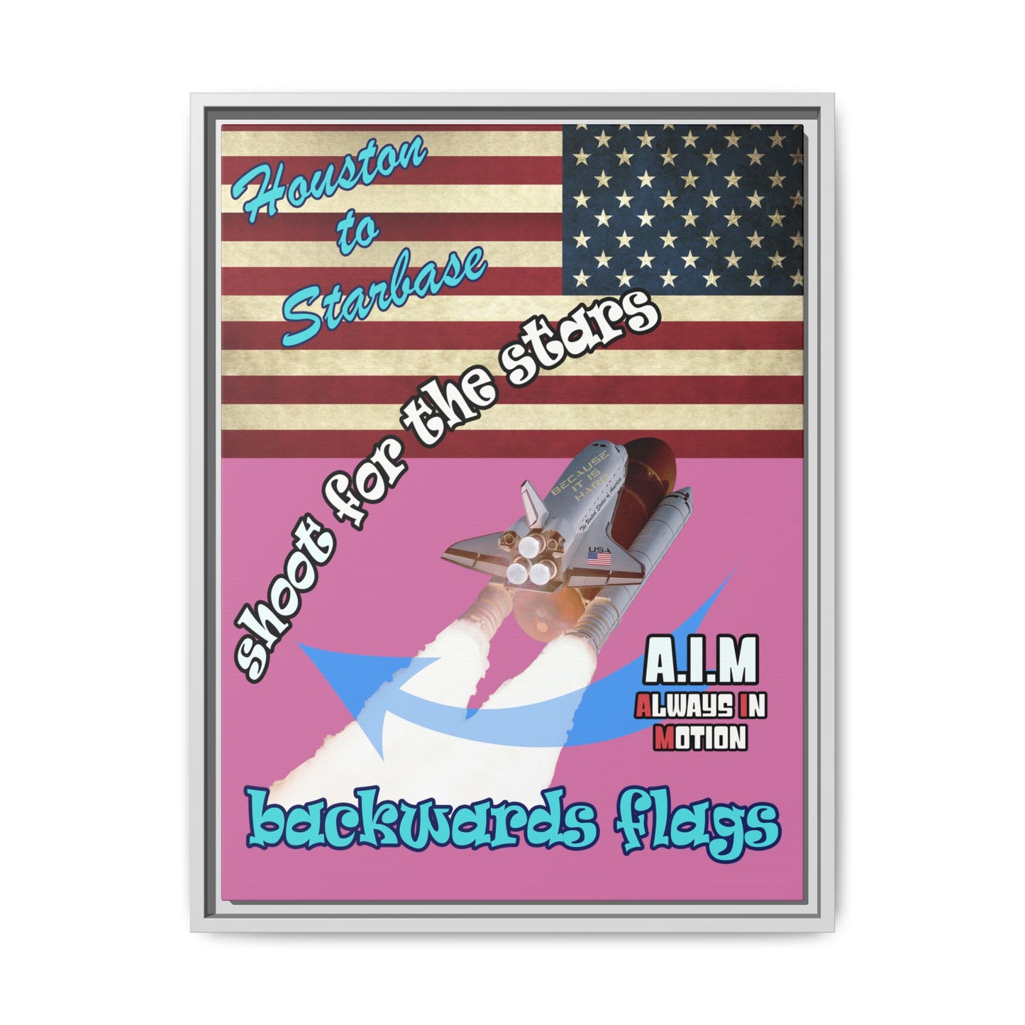 shoot for the stars - framed canvas art (light pink)