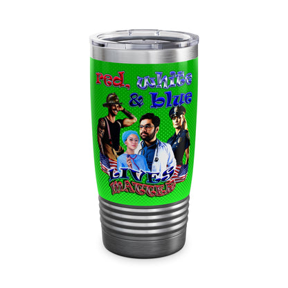 rw&b lives matter - Ringneck Tumbler, 20oz (logo green)