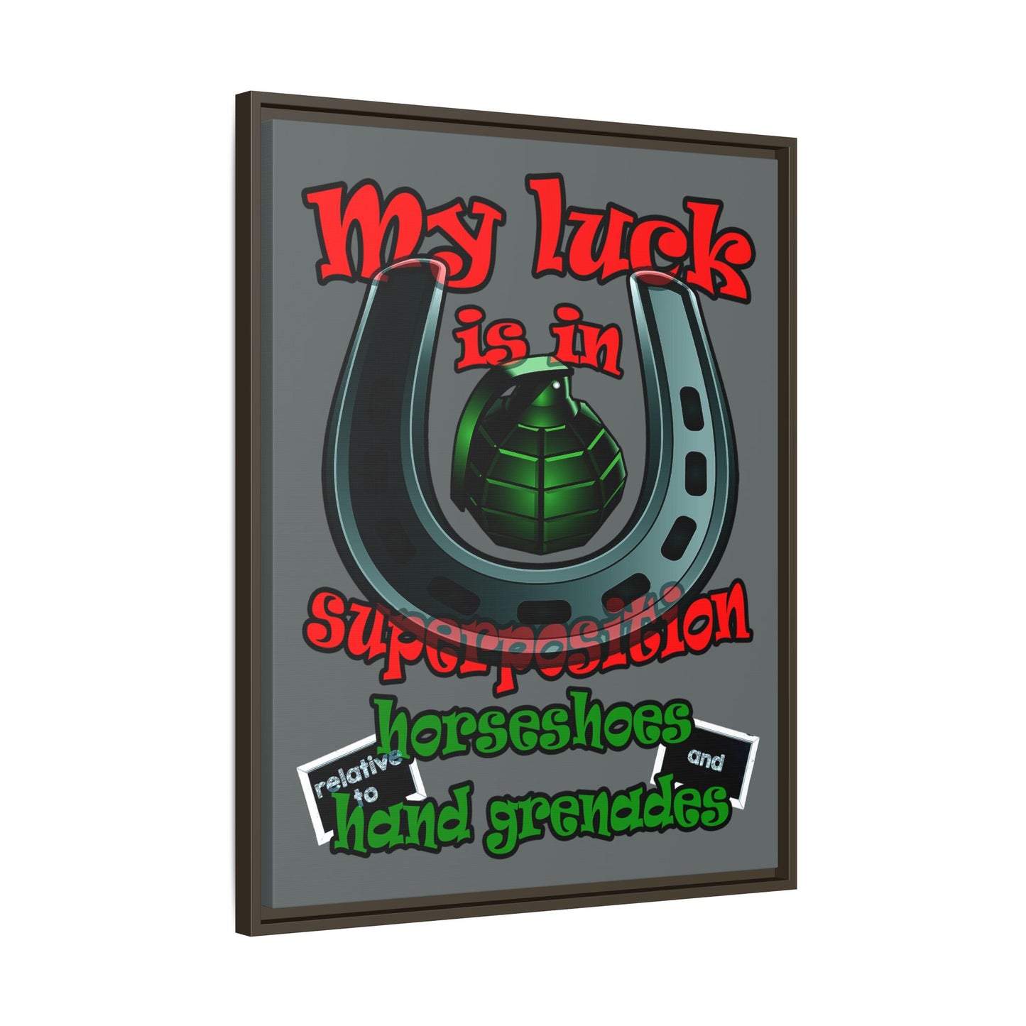 my luck - framed canvas art (dark grey)