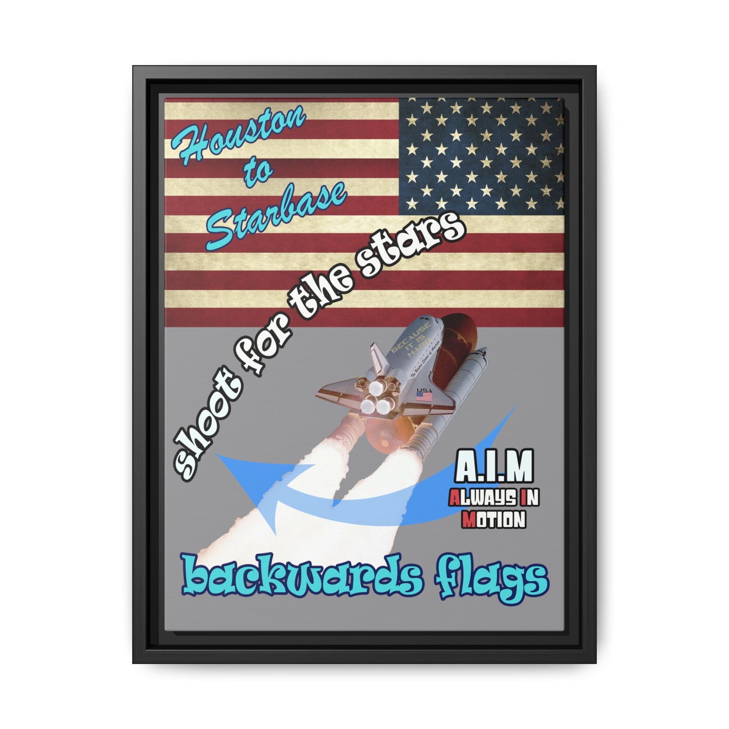 shoot for the stars - framed canvas art (grey)