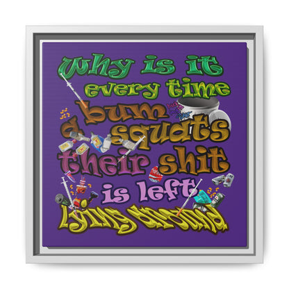 the bum's shit - framed canvas art (purple)