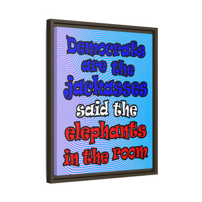 donkeys and elephants - framed canvas art (light blue-purple wave)