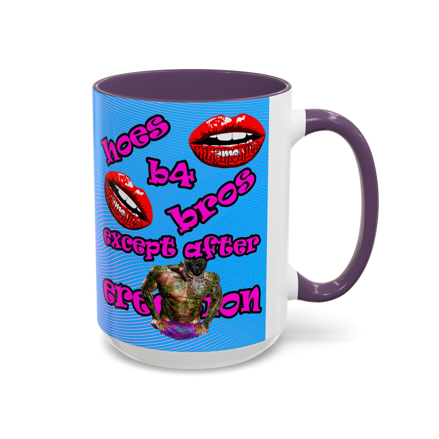 hoes b4 bros - Accent Mug (light blue-purple wave)