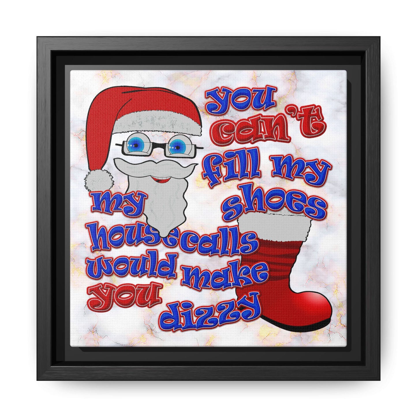 santa's shoes - framed canvas art (white marble)