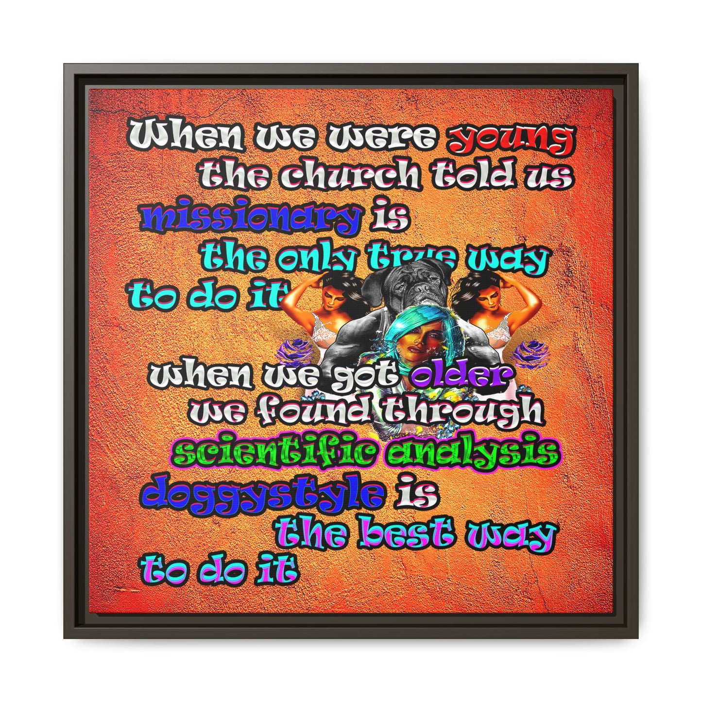 doggystyle - framed canvas art (burnt orange)