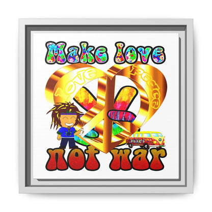love peace - framed canvas art (white)