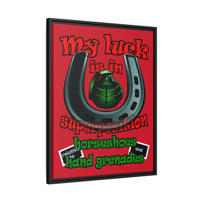 my luck - framed canvas art (dark red)