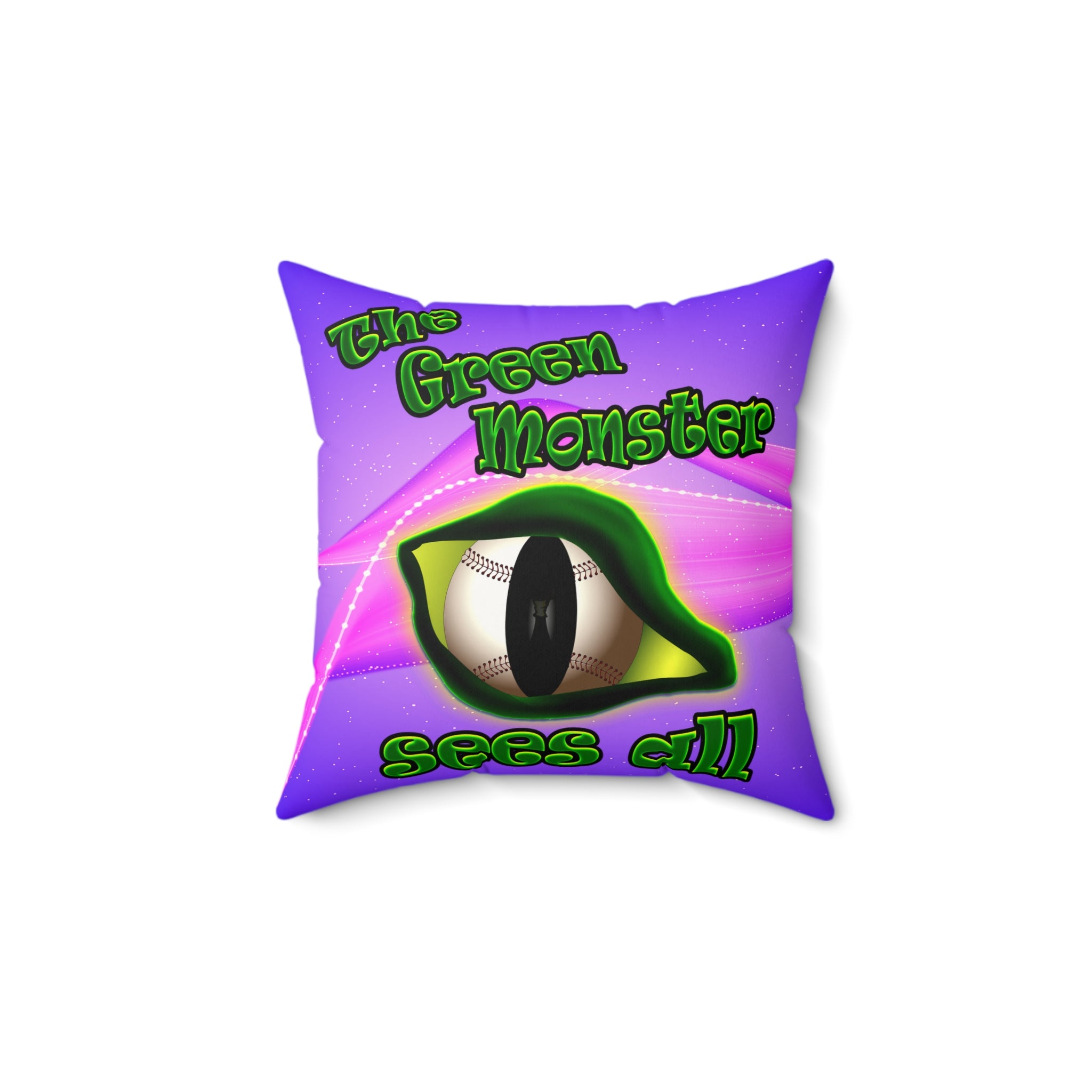 green monster - Faux Suede Square Pillow - (purple-pink wave)