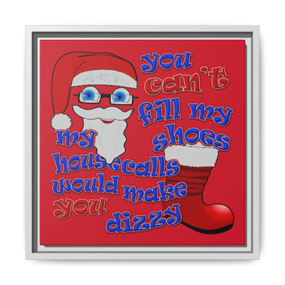 santa's shoes - framed canvas art (dark red)