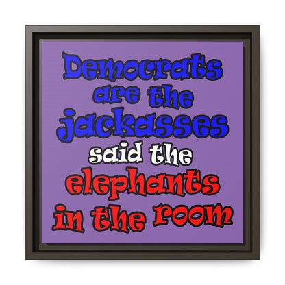 donkeys and elephants - framed canvas art (light purple)