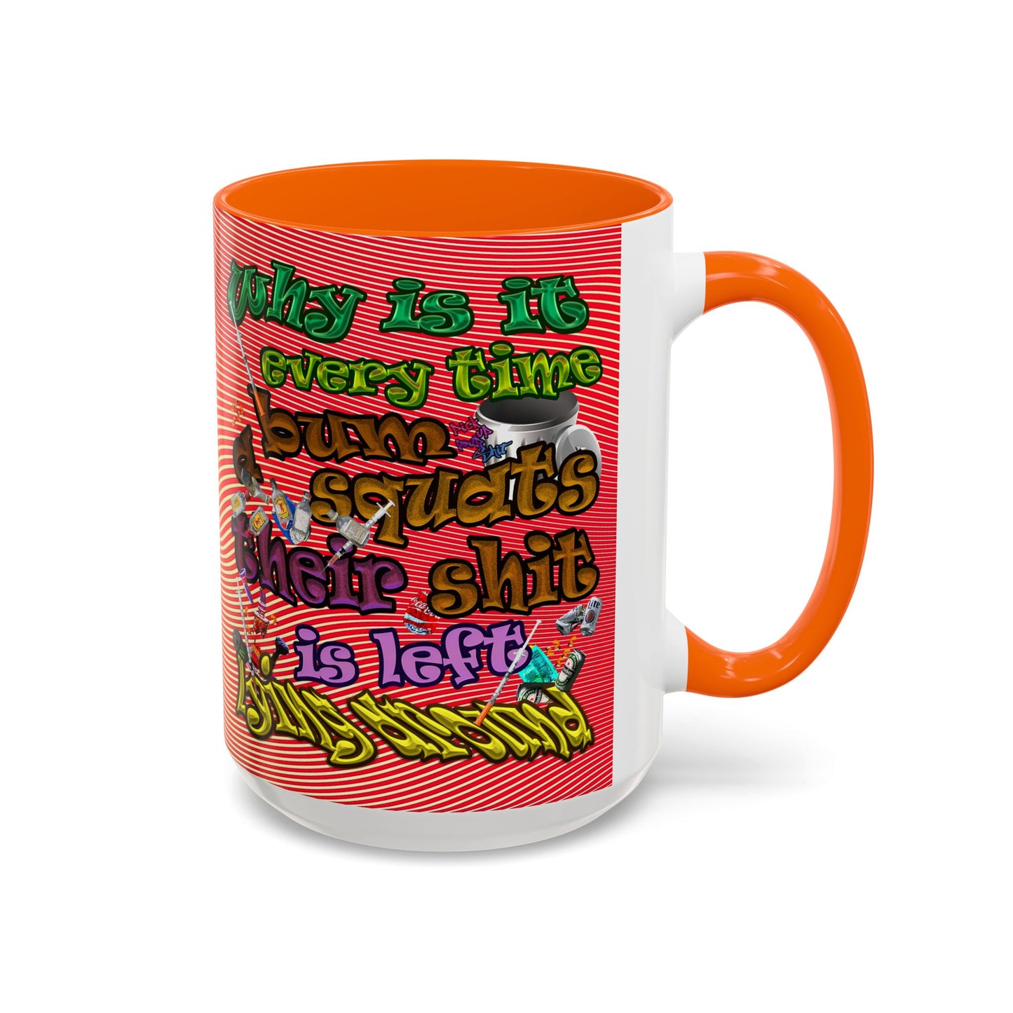 the bum's shit - Accent Mug (yellow-orange wave)