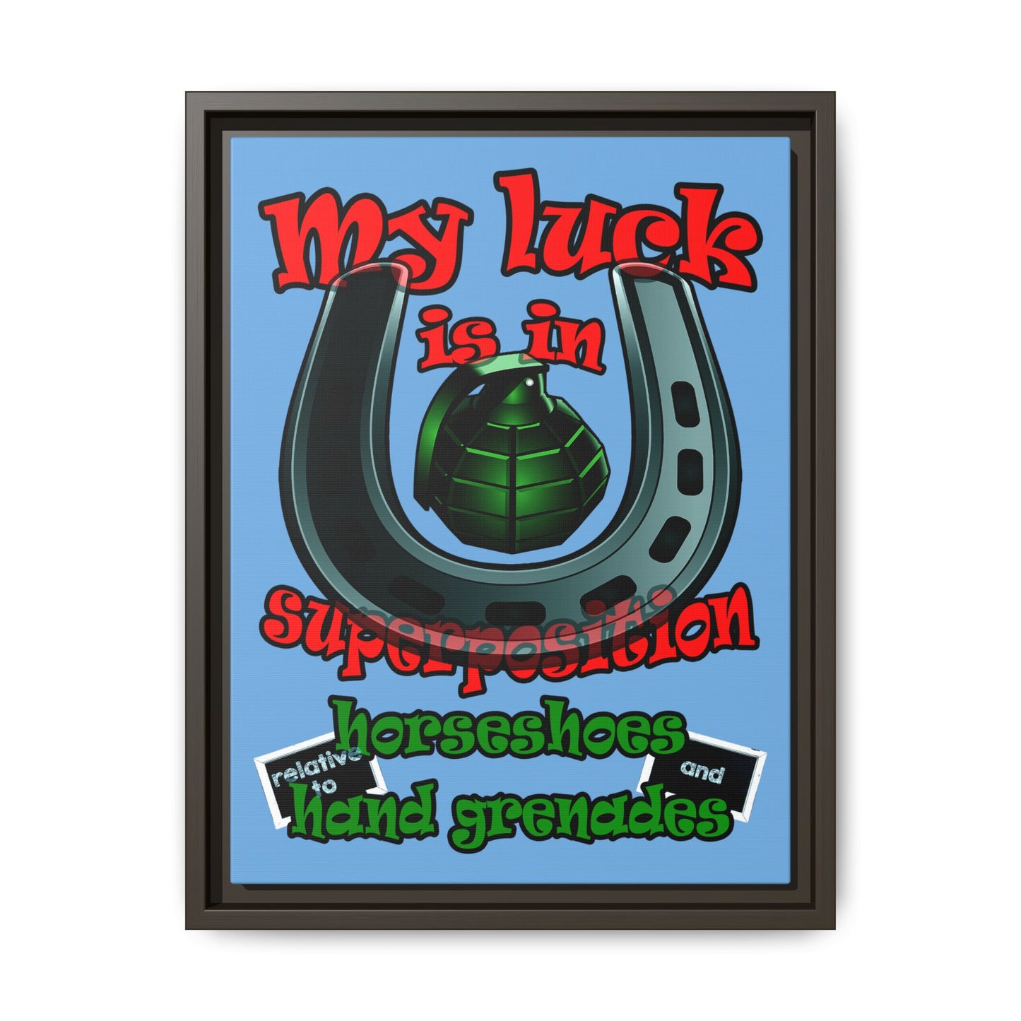 my luck - framed canvas art (light blue)
