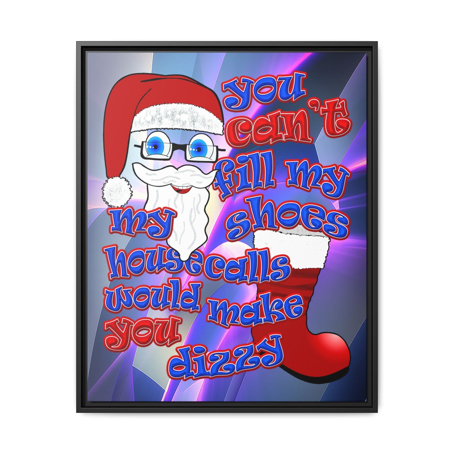 santa's shoes - framed canvas art (grey-pink wave)