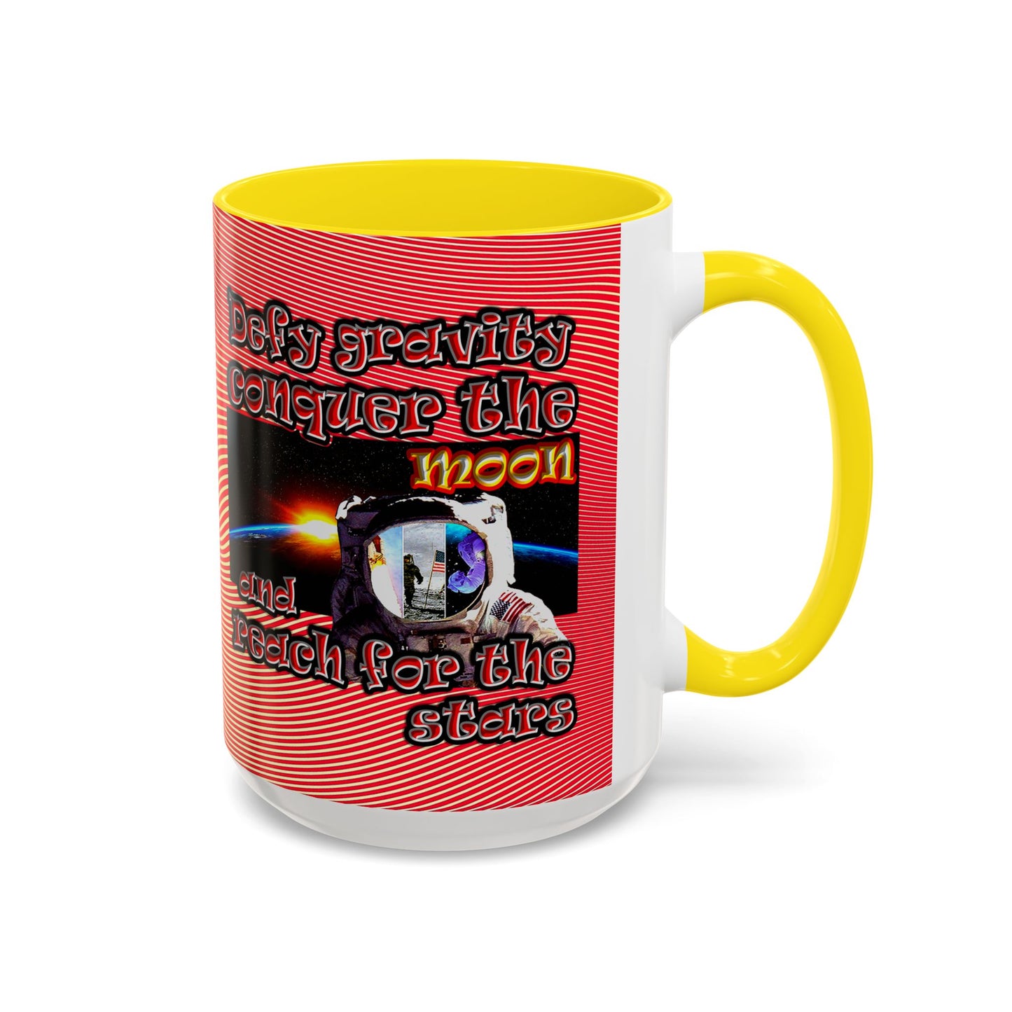 defy conquer reach - Accent Mug (yellow-orange wave)
