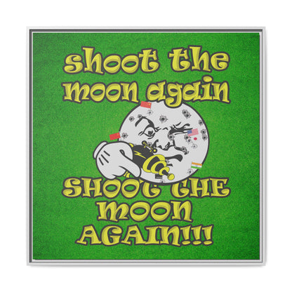 shoot the moon again - framed canvas art (green turf)