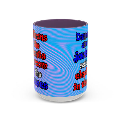 donkeys and elephants - Accent Mug (light blue-purple wave)