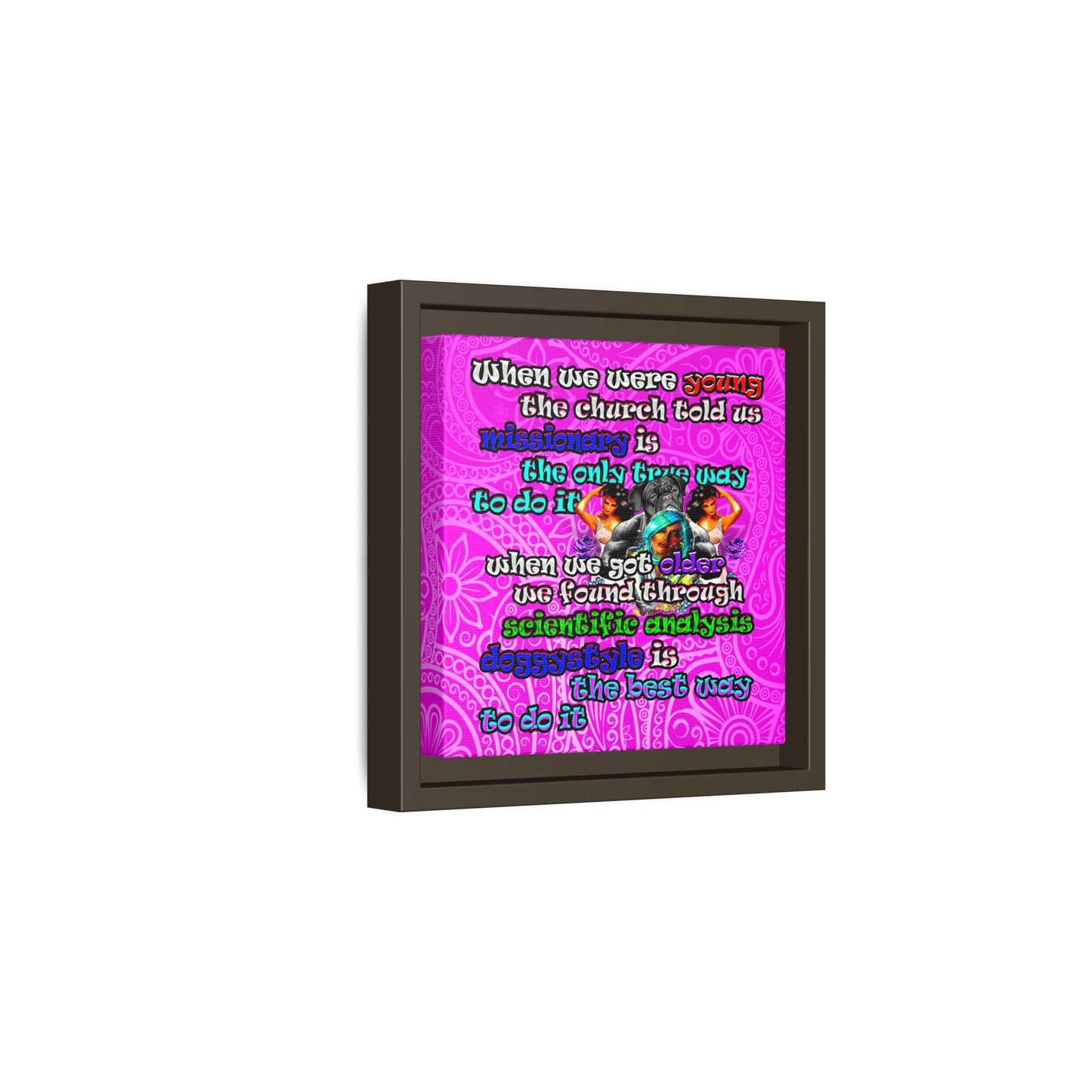 doggystyle - framed canvas art (pink swirl)
