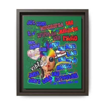 drop the beat - framed canvas art (dark green)
