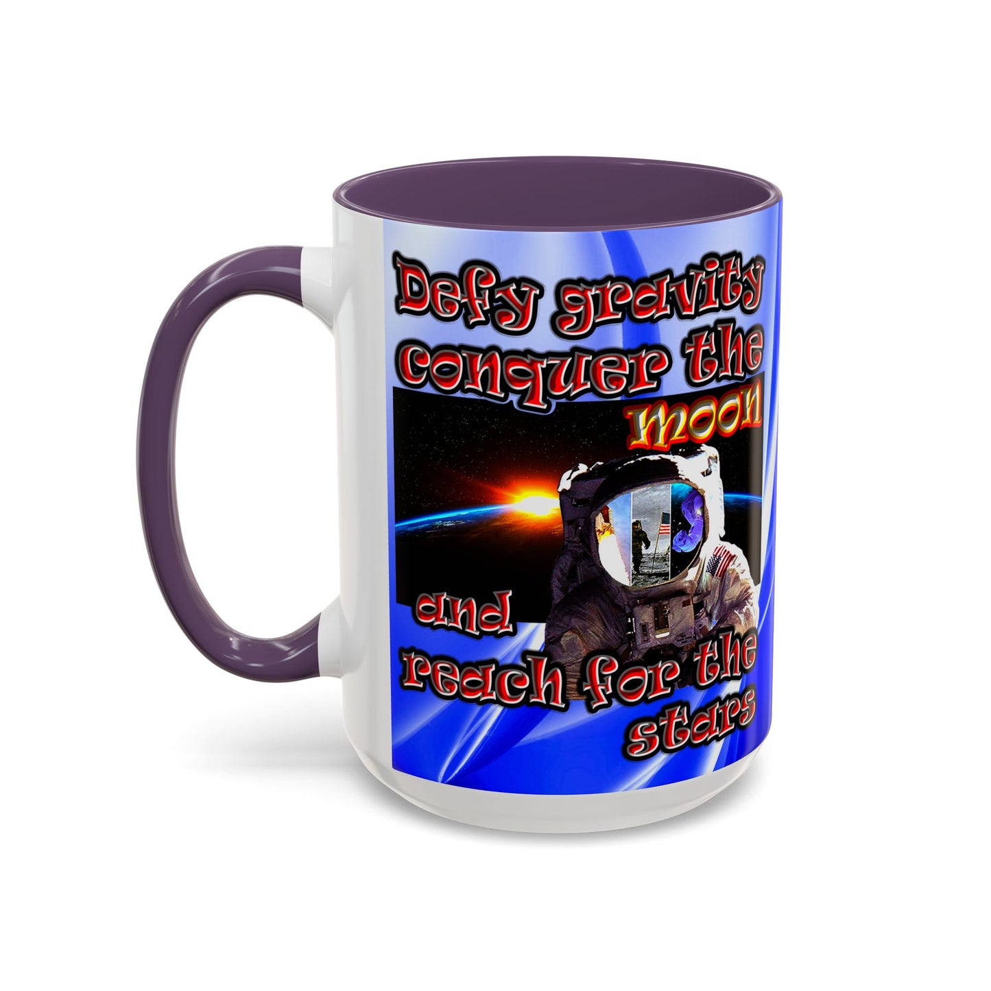 defy conquer reach - Accent Mug (blue-white wave)