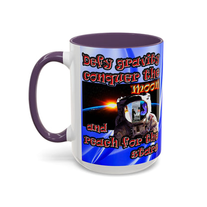 defy conquer reach - Accent Mug (blue-white wave)