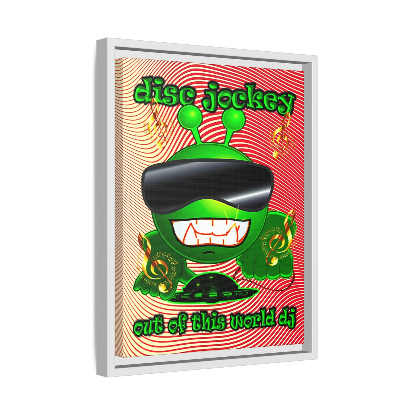 disc jockey - framed canvas art (yellow-orange wave)