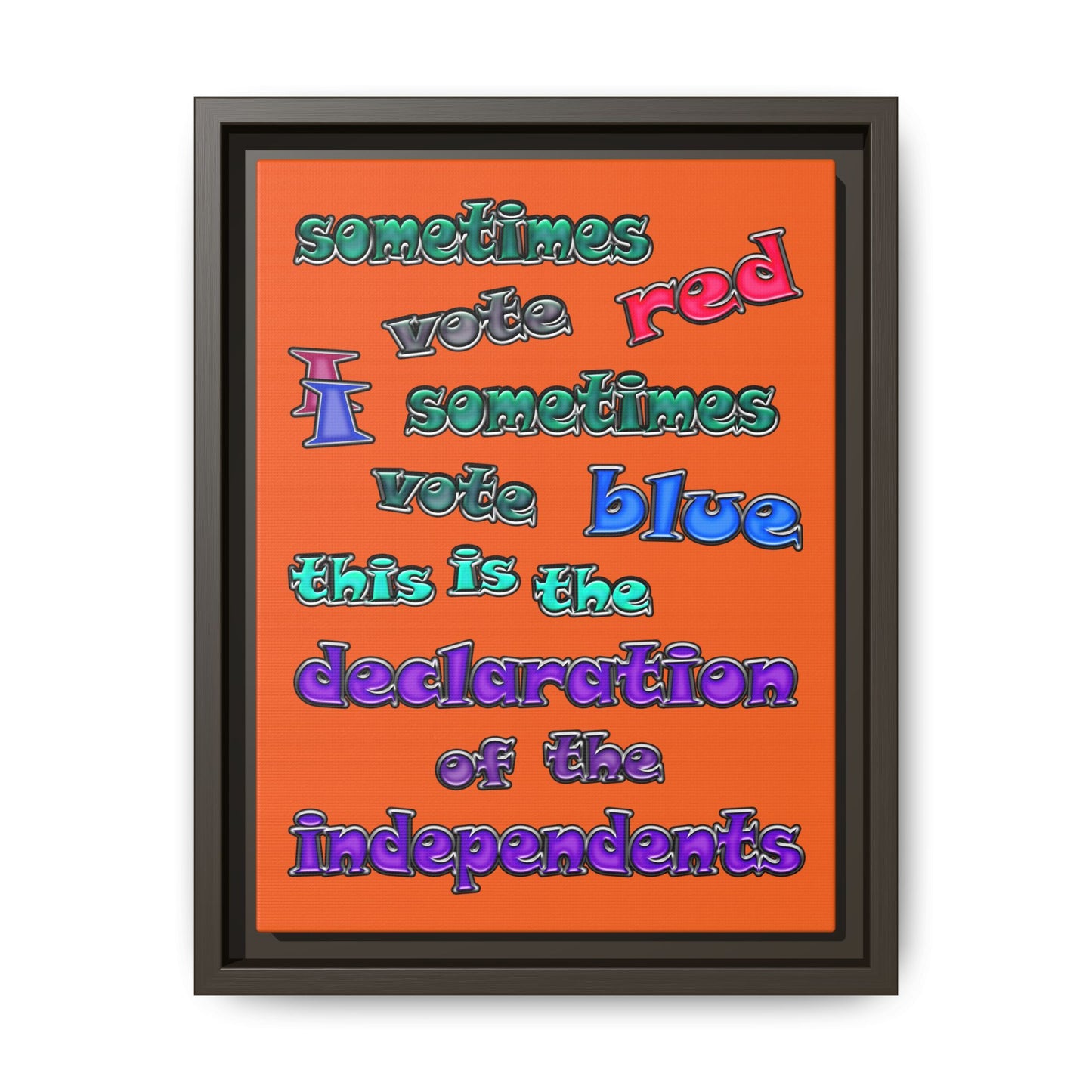declaration of the independents - framed canvas art (orange)
