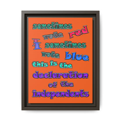 declaration of the independents - framed canvas art (orange)