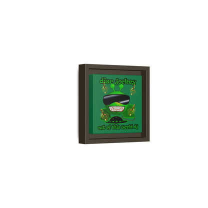 disc jockey - framed canvas art (dark green)
