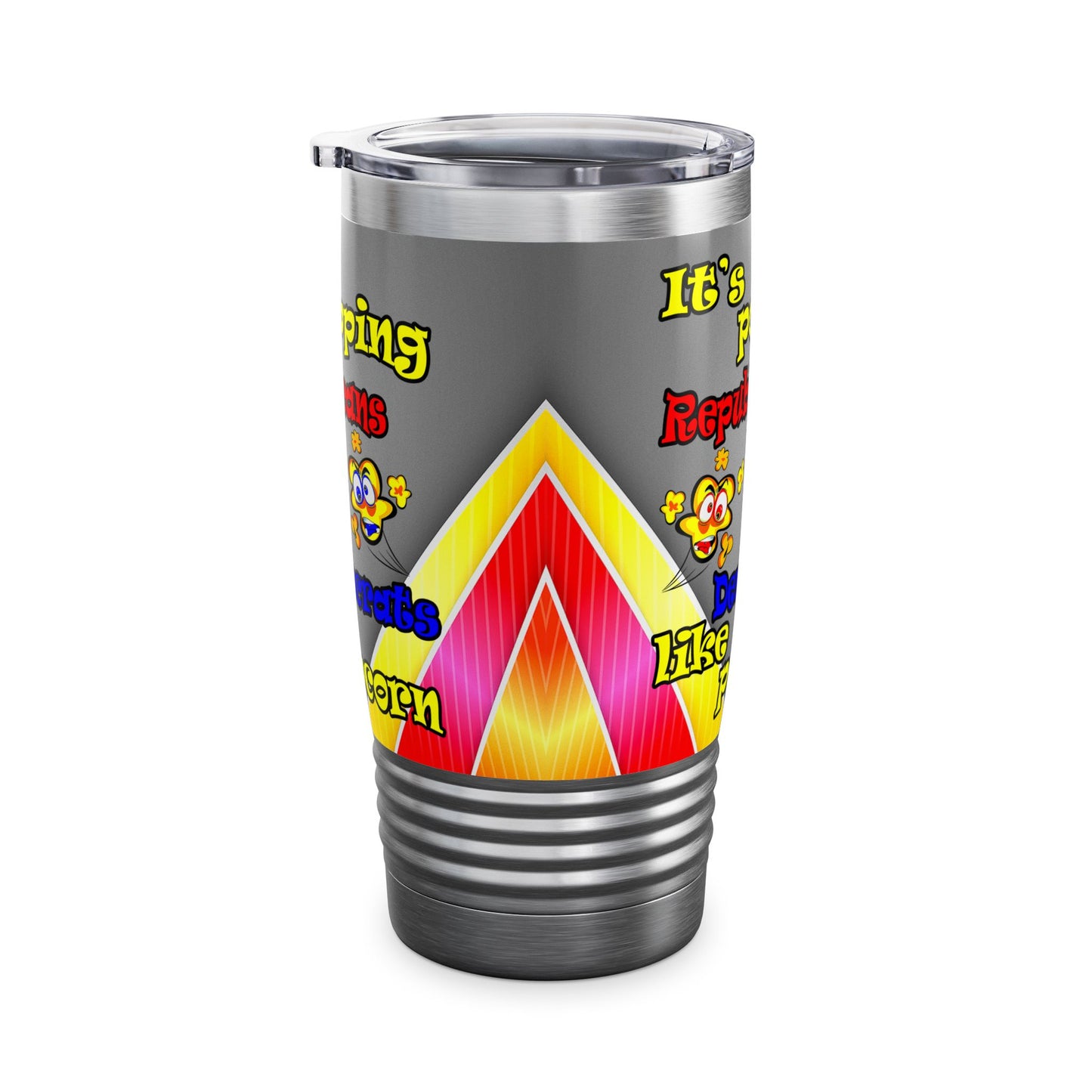 popping like popcorn - Ringneck Tumbler, 20oz (rainbow split)