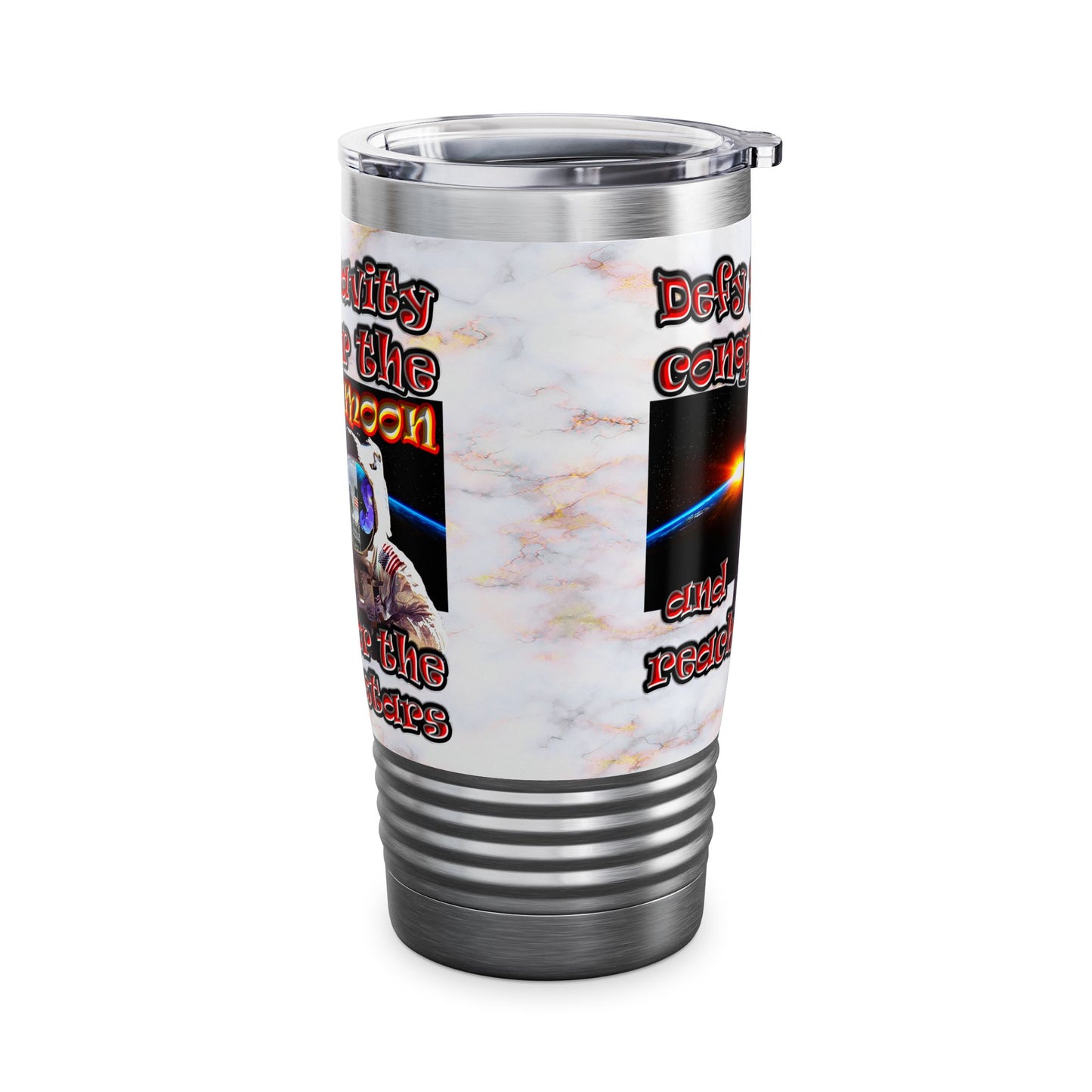 defy conquer reach - Ringneck Tumbler, 20oz (white marble)