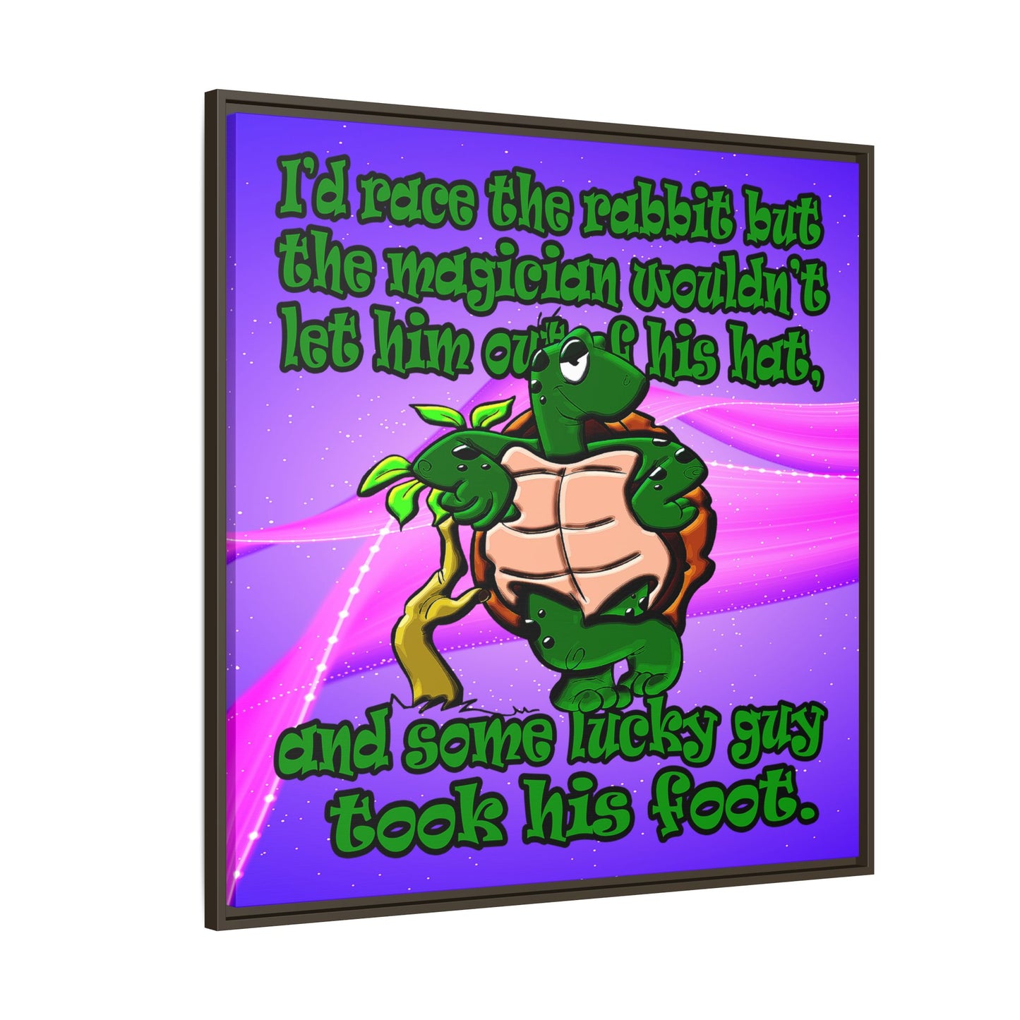 turtle race - framed canvas art (purple-pink wave)