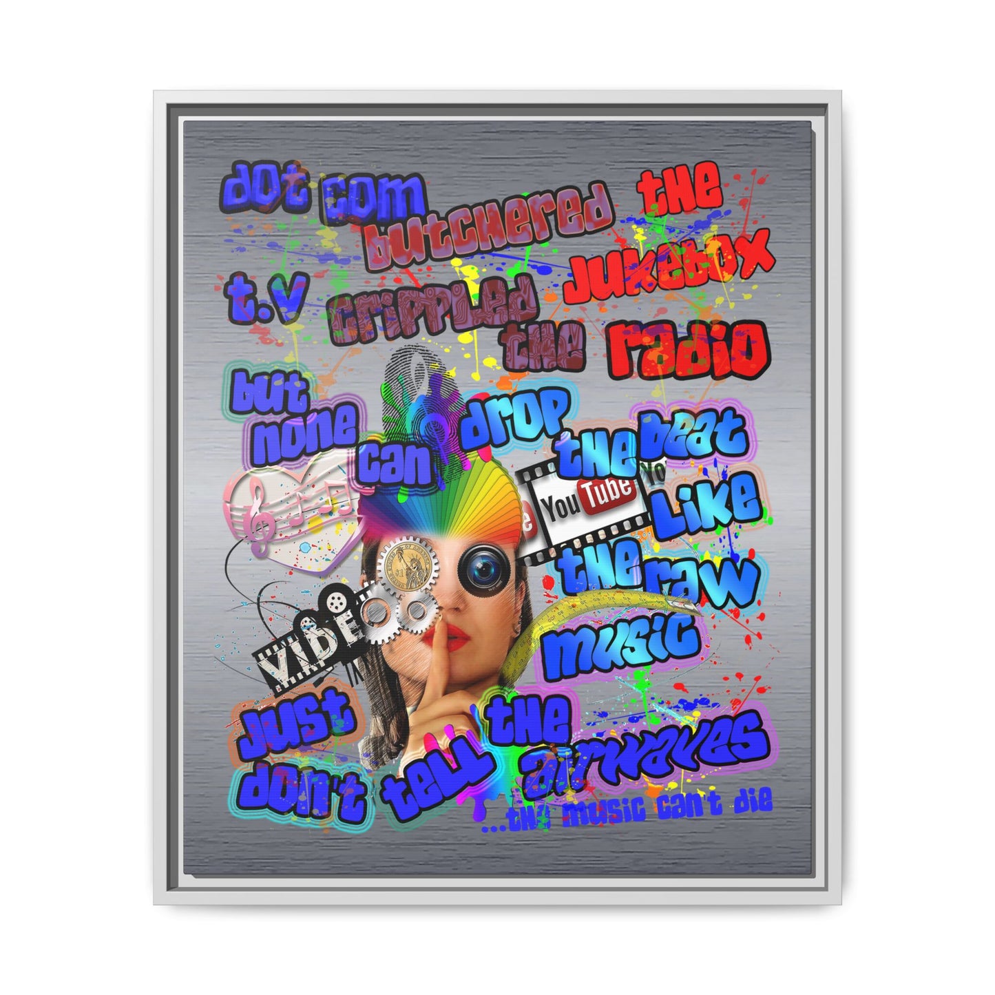 drop the beat - framed canvas art (brushed nickel)