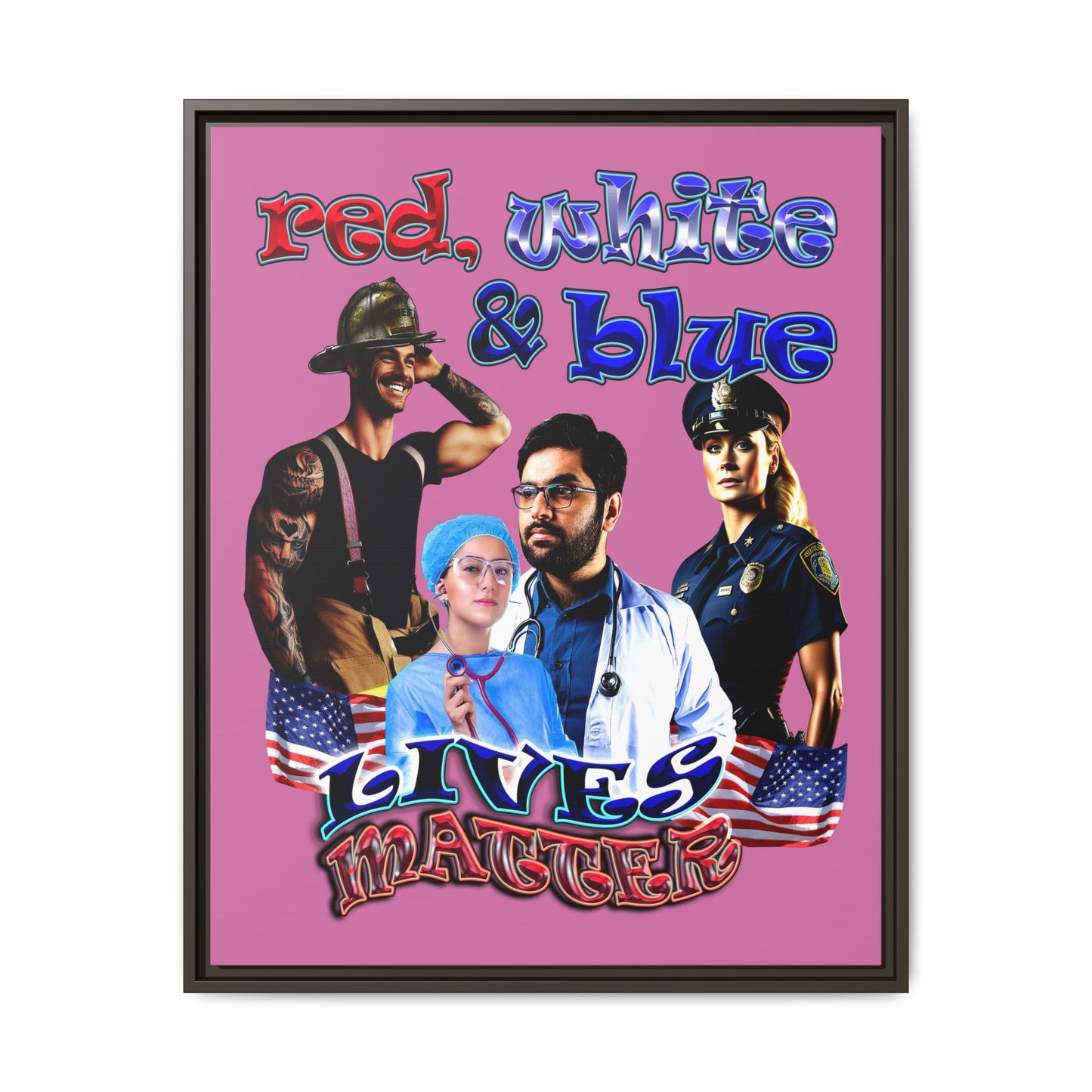 rw&b lives matter - framed canvas art (light pink)
