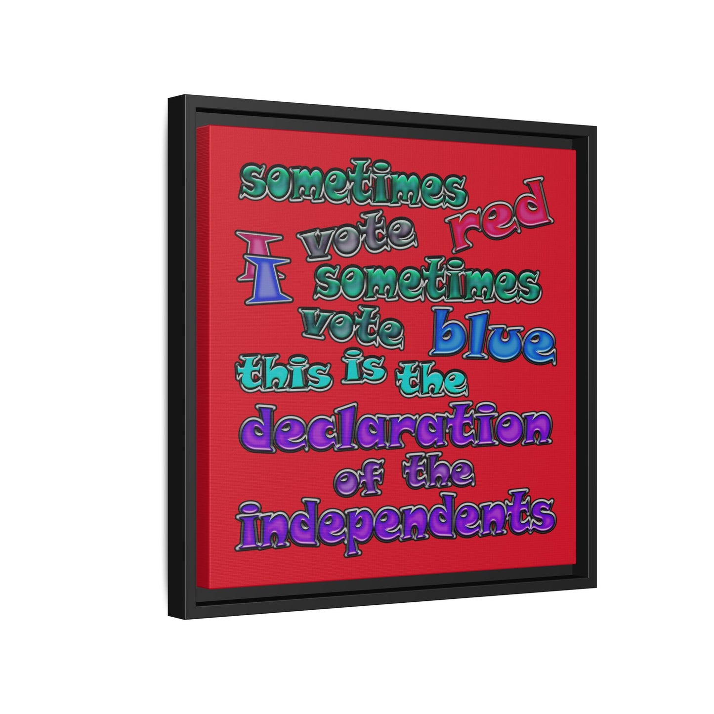 declaration of the independents - framed canvas art (dark red)