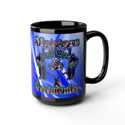 em cee squared - Black Mug (blue-white wave)