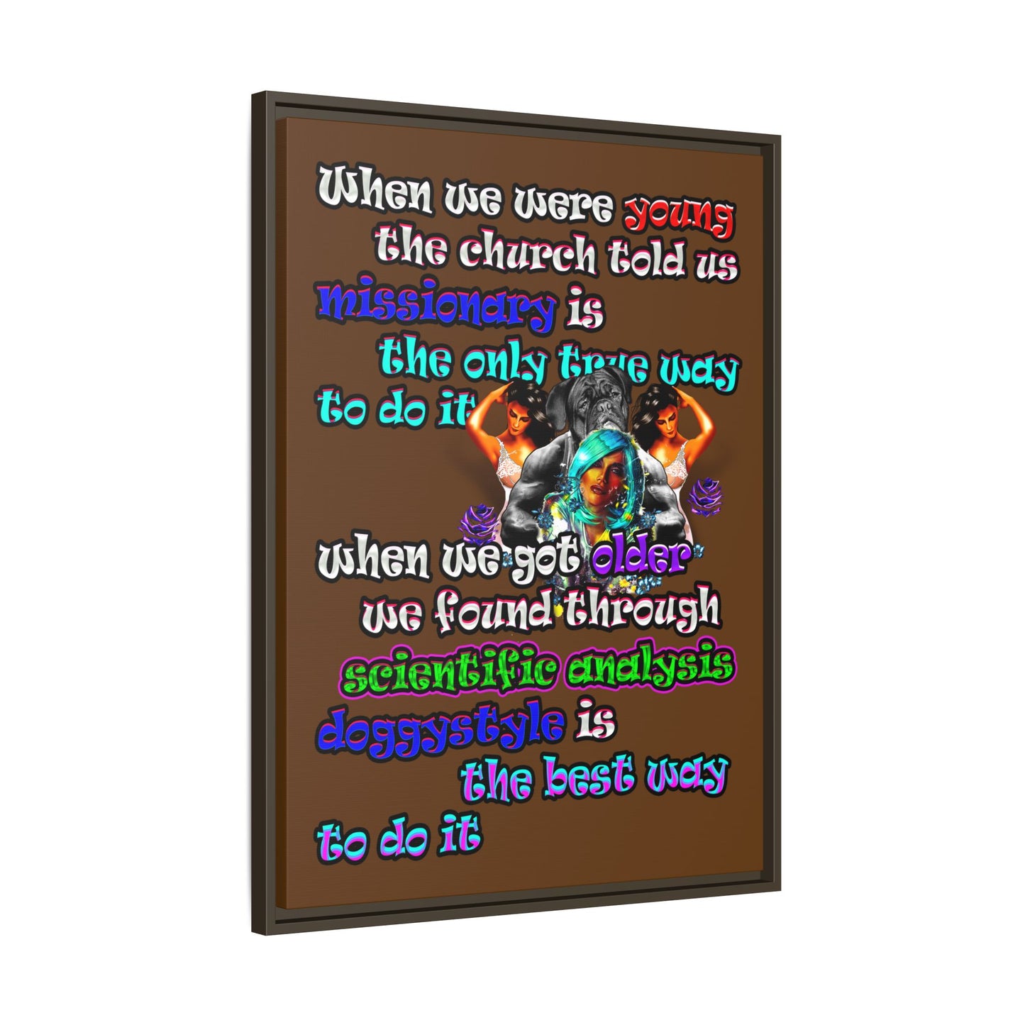 doggystyle - framed canvas art (brown)