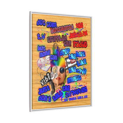 drop the beat - framed canvas art (butterscotch wood finish)