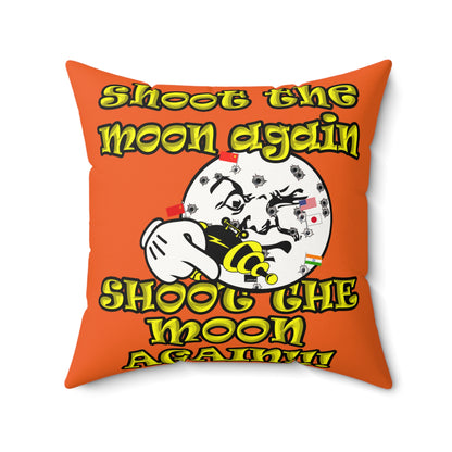 shoot the moon again - Faux Suede Square Pillow - (orange)